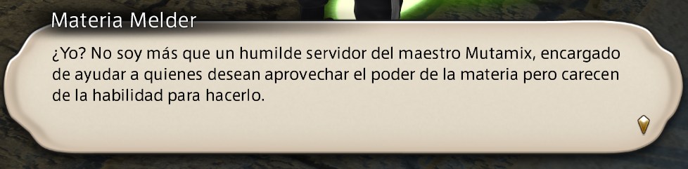 Ventana de conversación con el diálogo de un NPC en español
